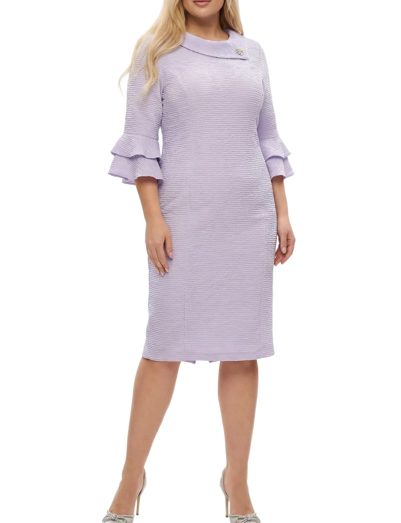 NY Collection Plus Size 3/4 Sleeve Shawl Collar Dress
