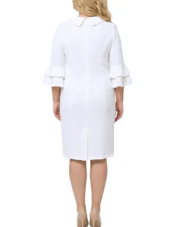 NY Collection Plus Size 3/4 Sleeve Shawl Collar Dress