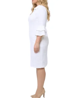 NY Collection Plus Size 3/4 Sleeve Shawl Collar Dress