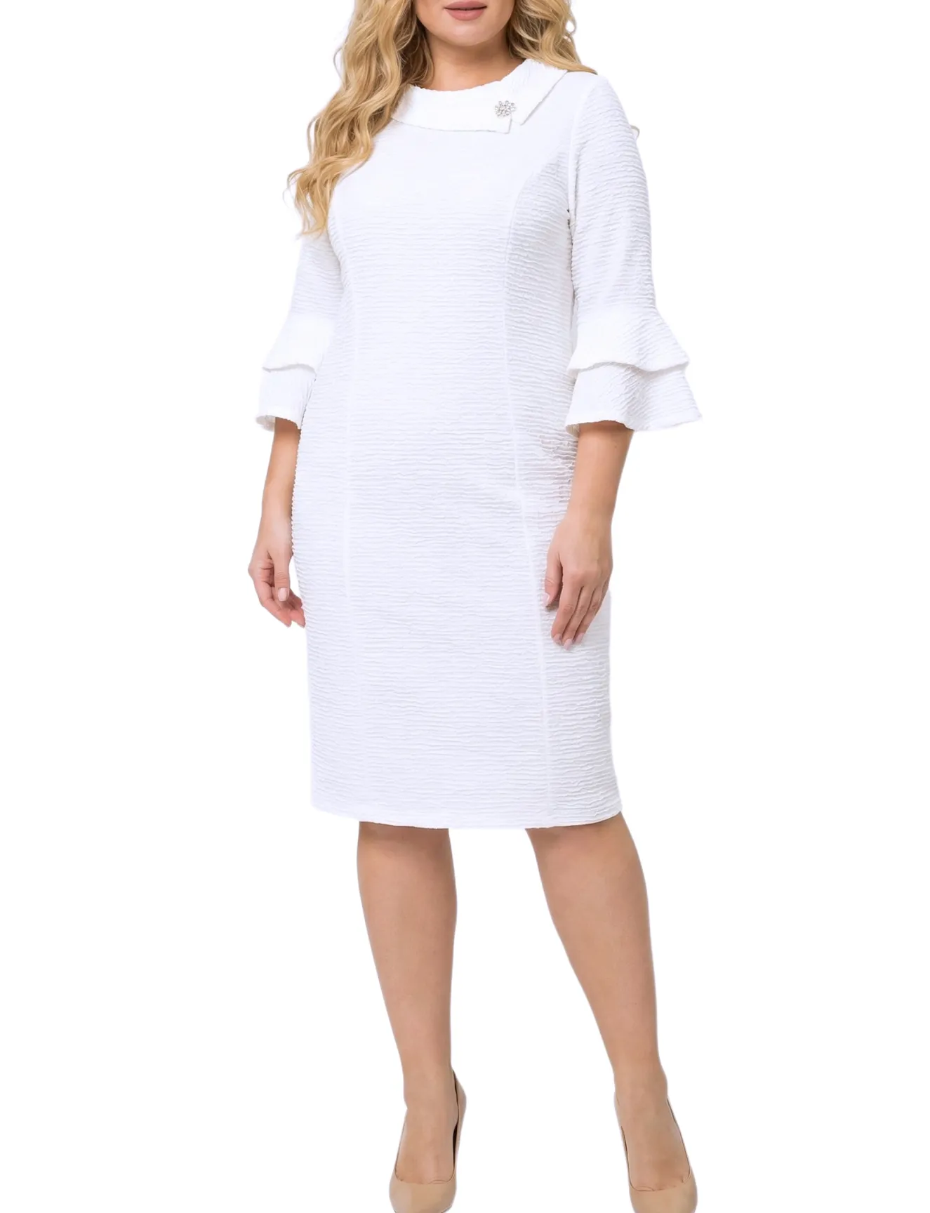 NY Collection Plus Size 3/4 Sleeve Shawl Collar Dress