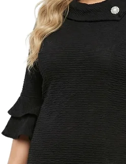 NY Collection Plus Size 3/4 Sleeve Shawl Collar Dress