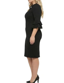 NY Collection Plus Size 3/4 Sleeve Shawl Collar Dress