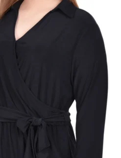 NY Collection Plus Size 3/4 Sleeve Belted Maxi Dress