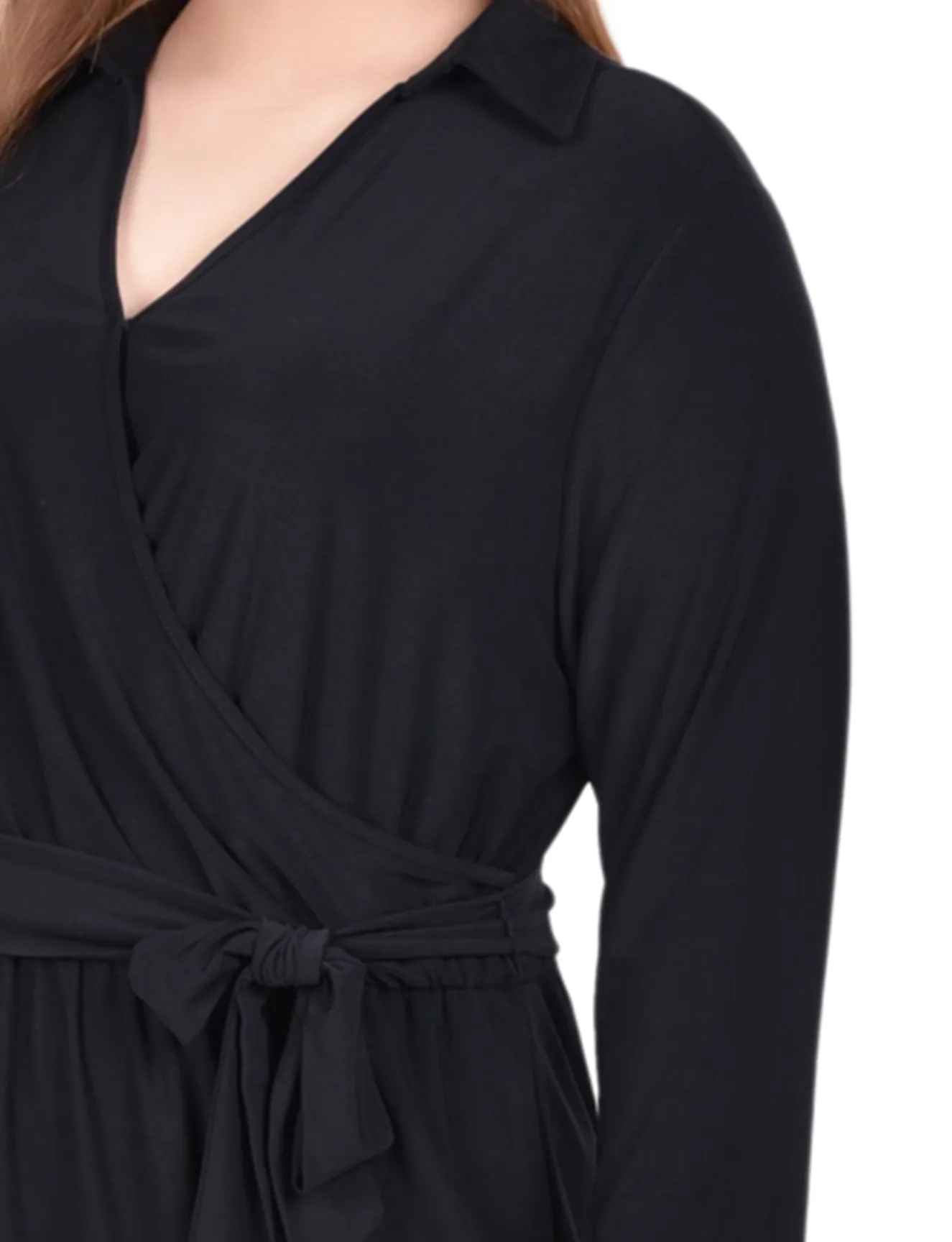 NY Collection Plus Size 3/4 Sleeve Belted Maxi Dress