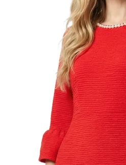 NY Collection 3/4 Sleeve Pearl Detail Dress