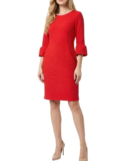 NY Collection 3/4 Sleeve Pearl Detail Dress