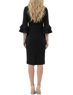 NY Collection 3/4 Sleeve Shawl Collar Dress