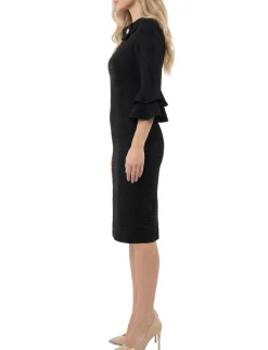 NY Collection 3/4 Sleeve Shawl Collar Dress