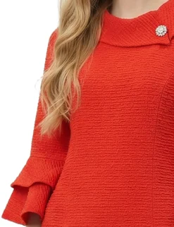 NY Collection 3/4 Sleeve Shawl Collar Dress