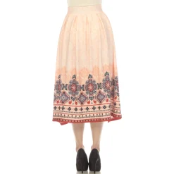 Orange Pleated Skirt with Border Prints