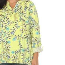 Paisley Button Front Tunic Top - Plus