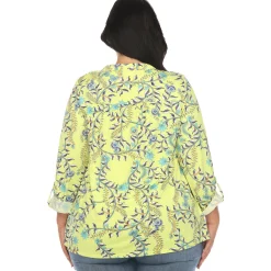 Paisley Button Front Tunic Top - Plus
