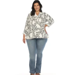 Paisley Button Front Tunic Top - Plus