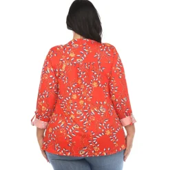 Paisley Button Front Tunic Top - Plus