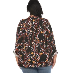 Paisley Button Front Tunic Top - Plus
