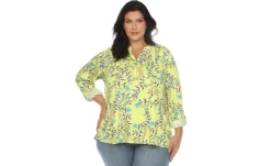 Paisley Button Front Tunic Top - Plus