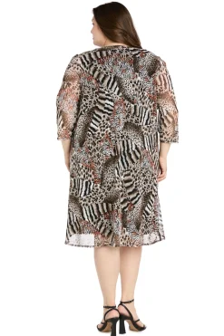 2Pc Jacket Dress with Detachable Necklace- Plus