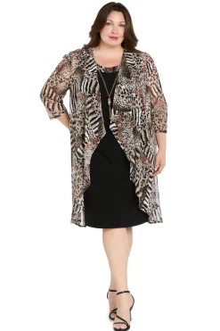 2Pc Jacket Dress with Detachable Necklace- Plus