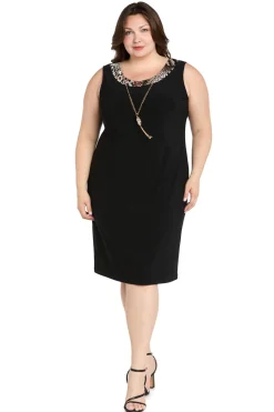 2Pc Jacket Dress with Detachable Necklace- Plus