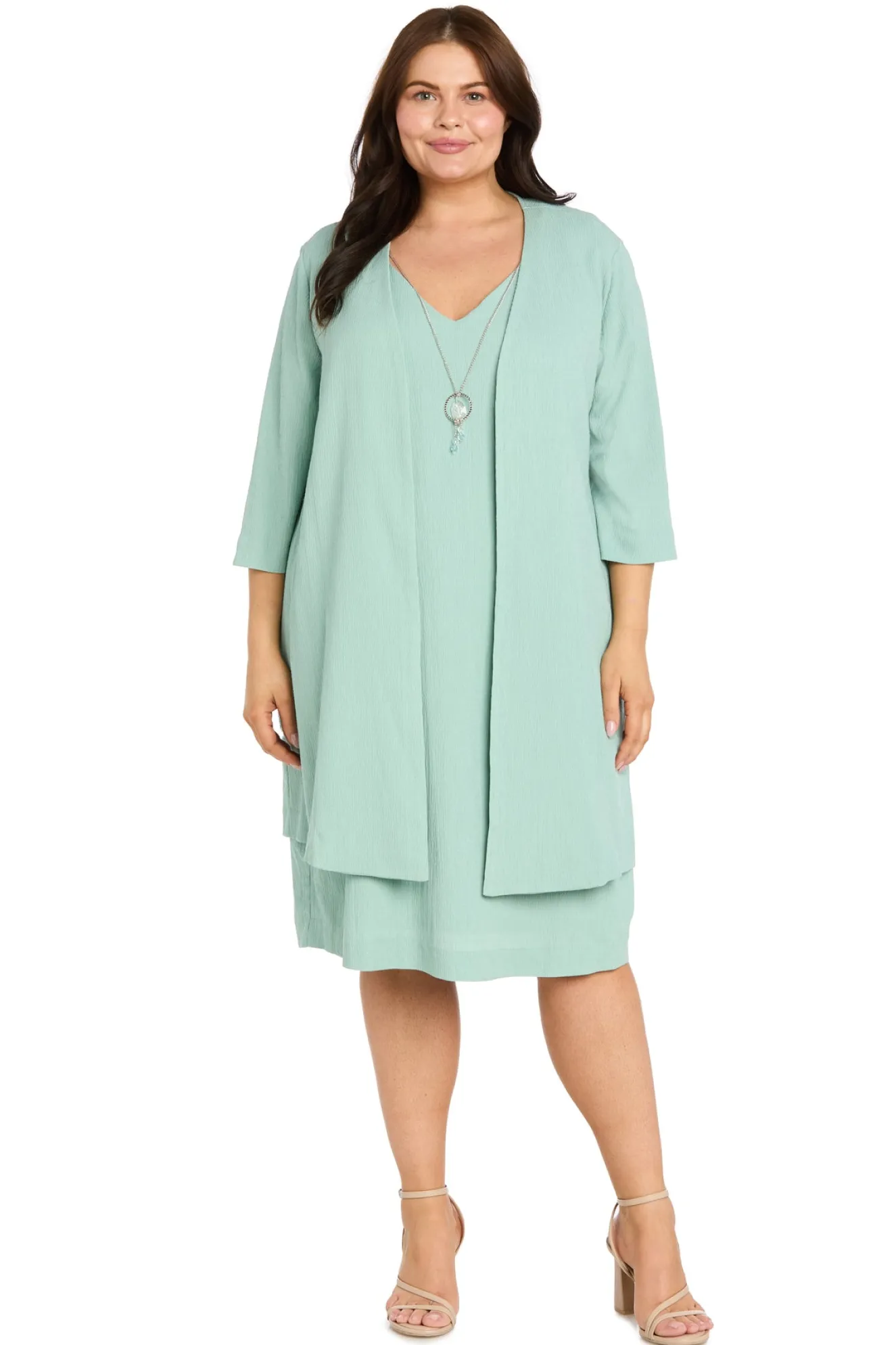 2Pc Jacket Dress with Necklace -Plus