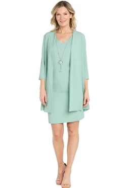 2Pc Jacket Dress with Necklace