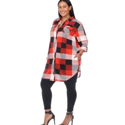 Plaid Tunic Shirt - Plus