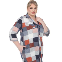 Plaid Tunic Shirt - Plus