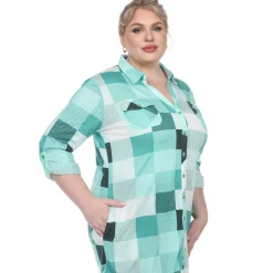 Plaid Tunic Shirt - Plus
