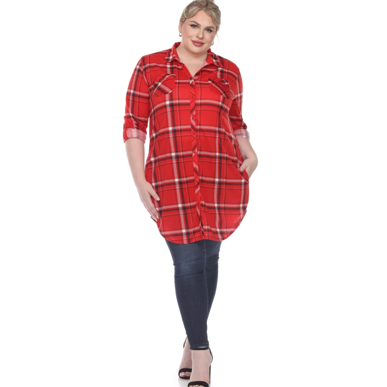 Plaid Tunic Top - Plus