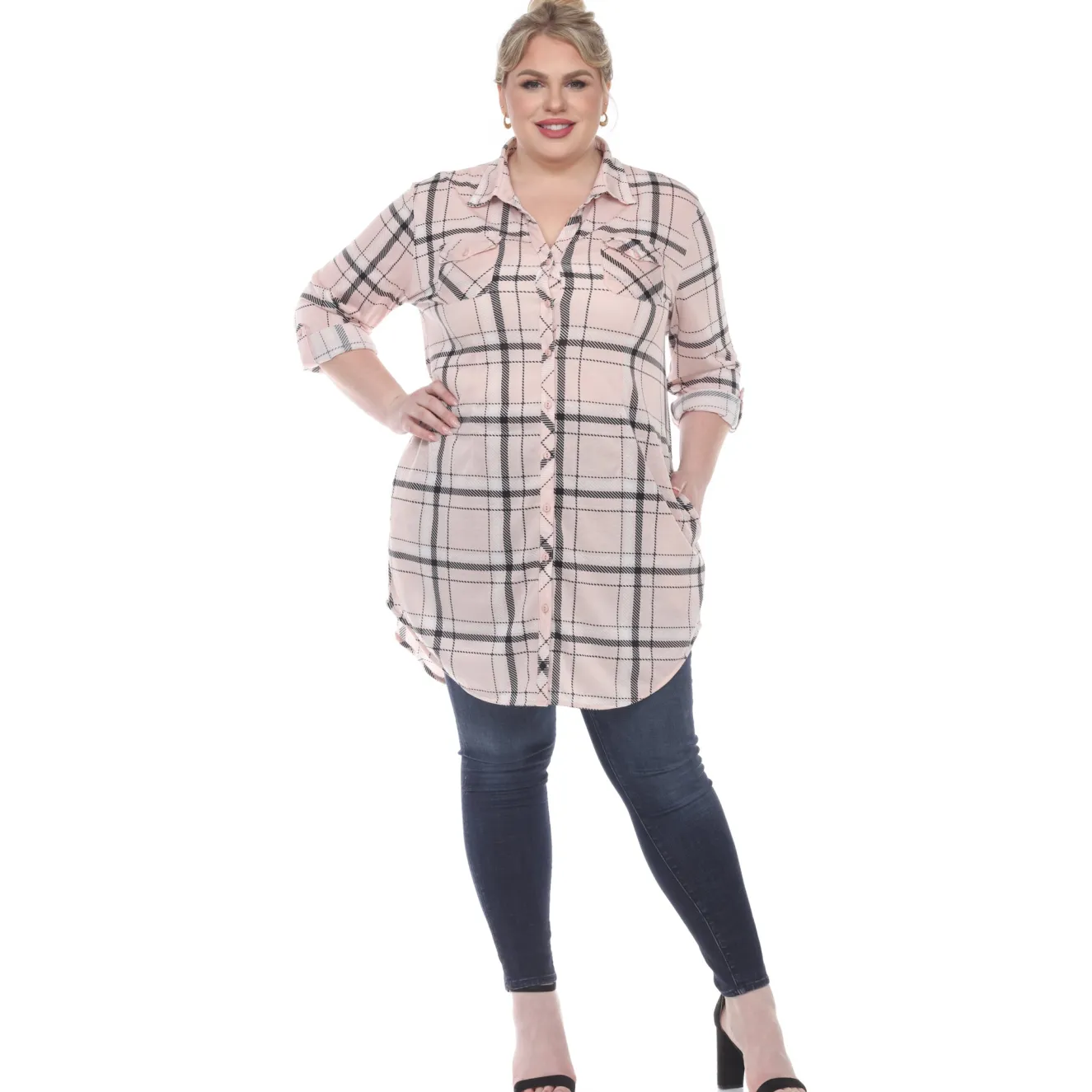 Plaid Tunic Top - Plus