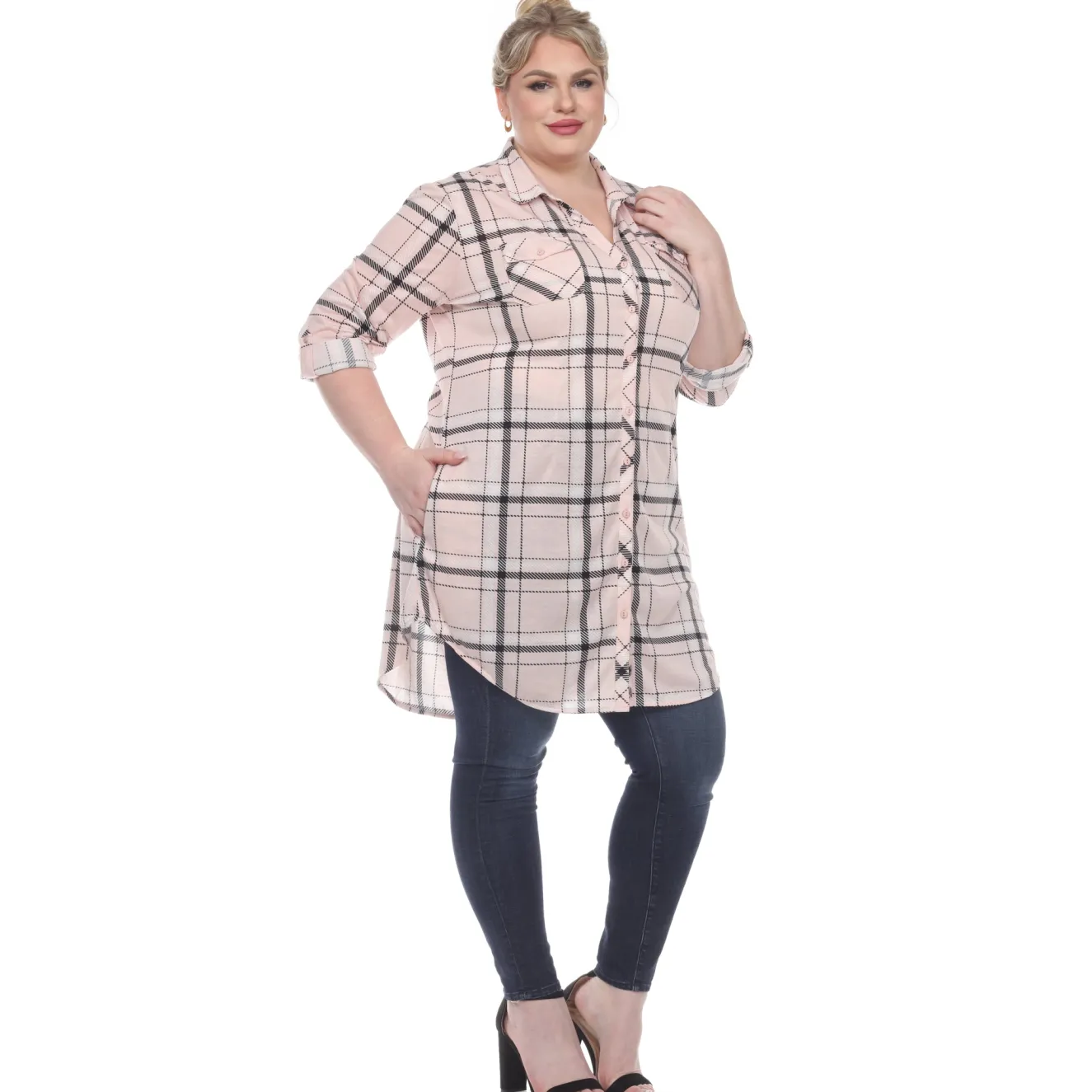 Plaid Tunic Top - Plus