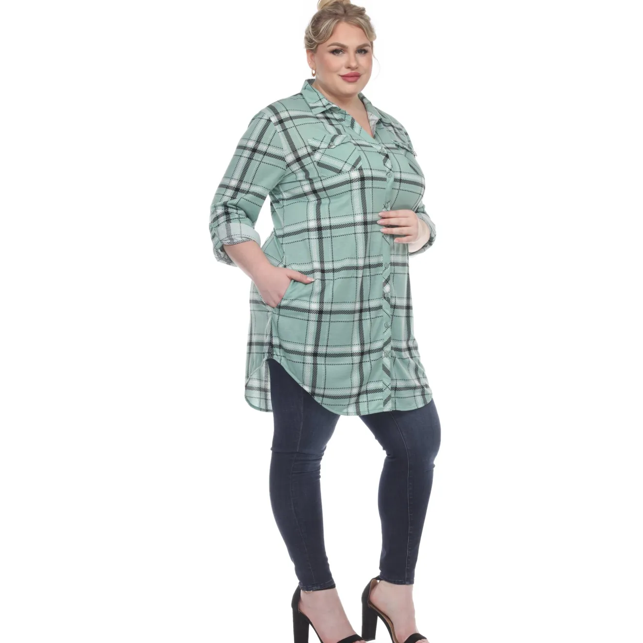 Plaid Tunic Top - Plus