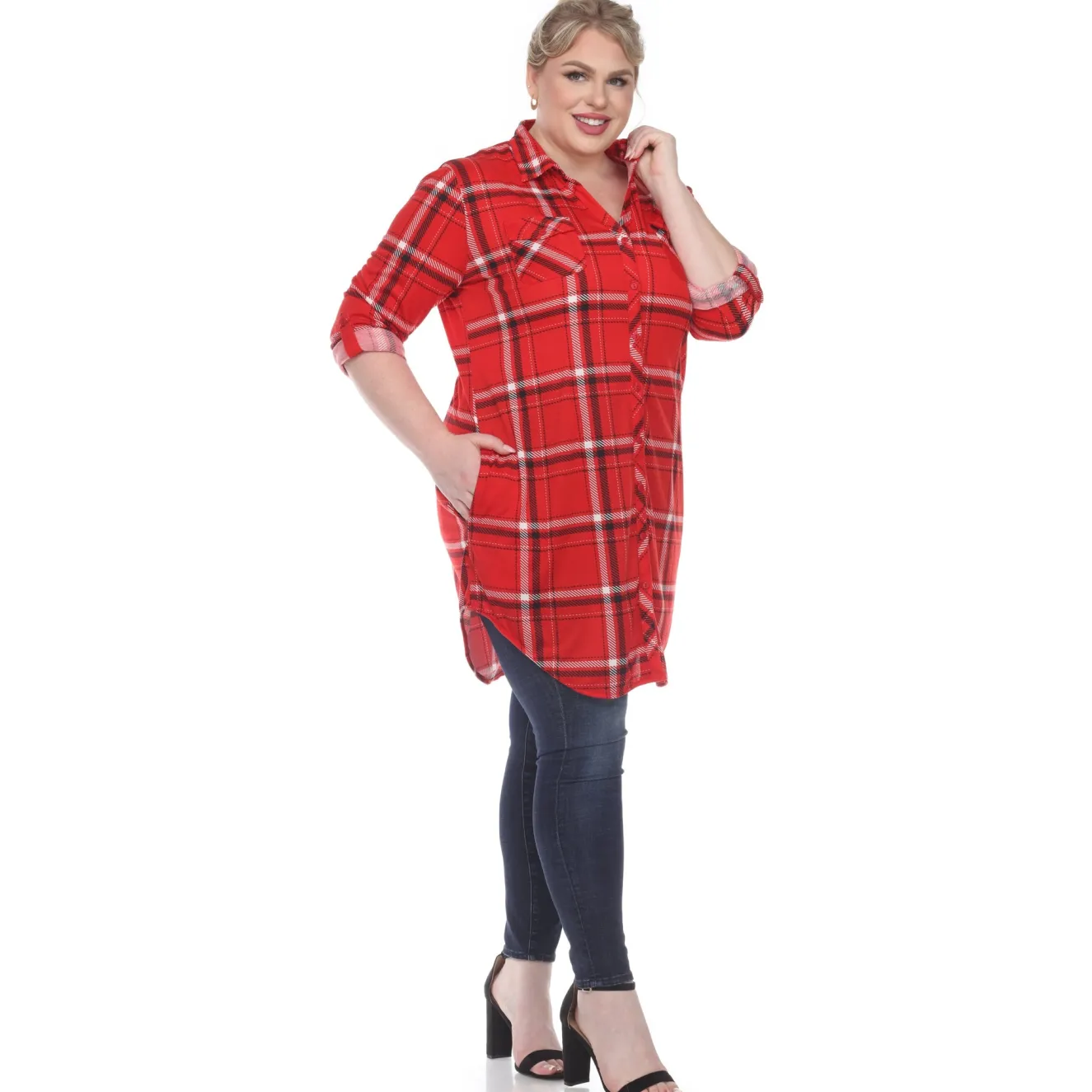Plaid Tunic Top - Plus