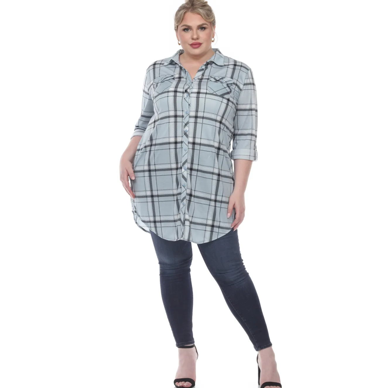 Plaid Tunic Top - Plus
