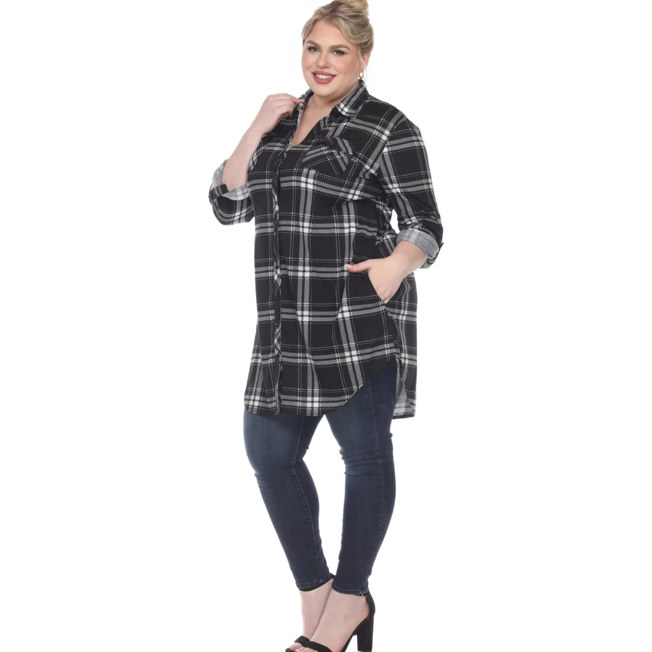 Plaid Tunic Top - Plus