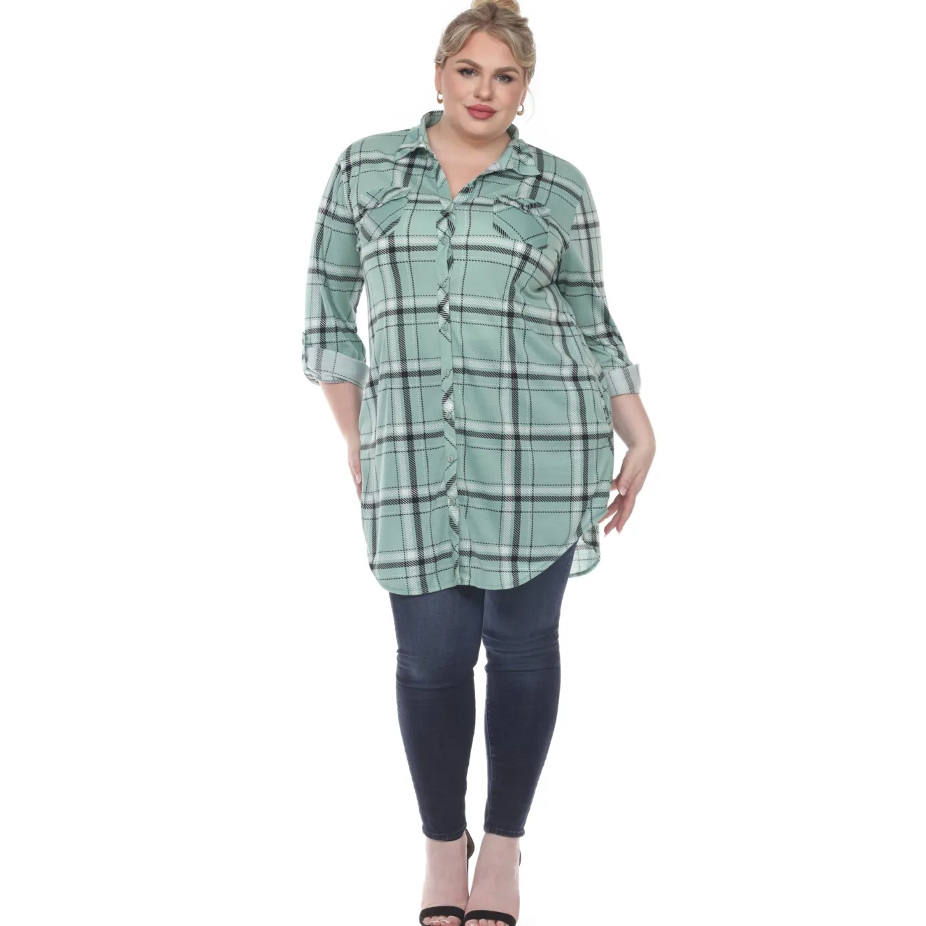 Plaid Tunic Top - Plus