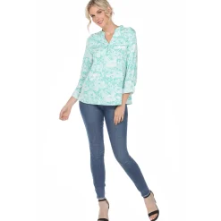 Pleated Long Sleeve Floral Print Blouse