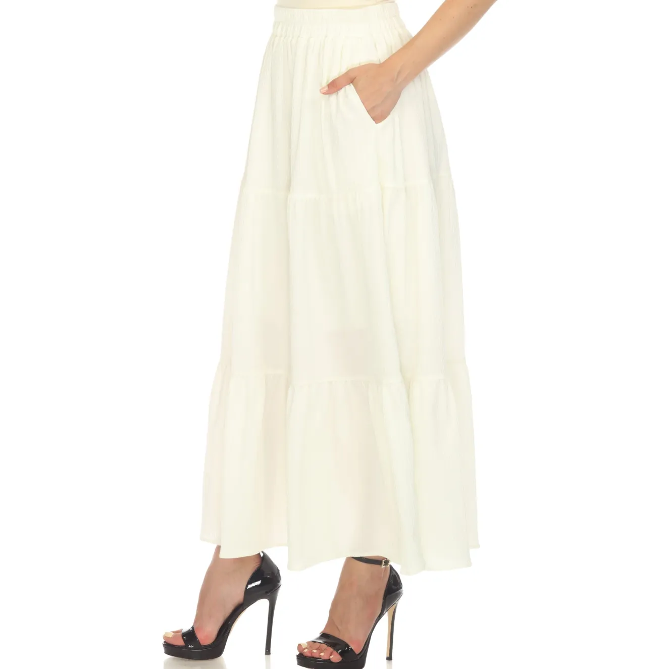 Pleated Tiered Maxi Skirt