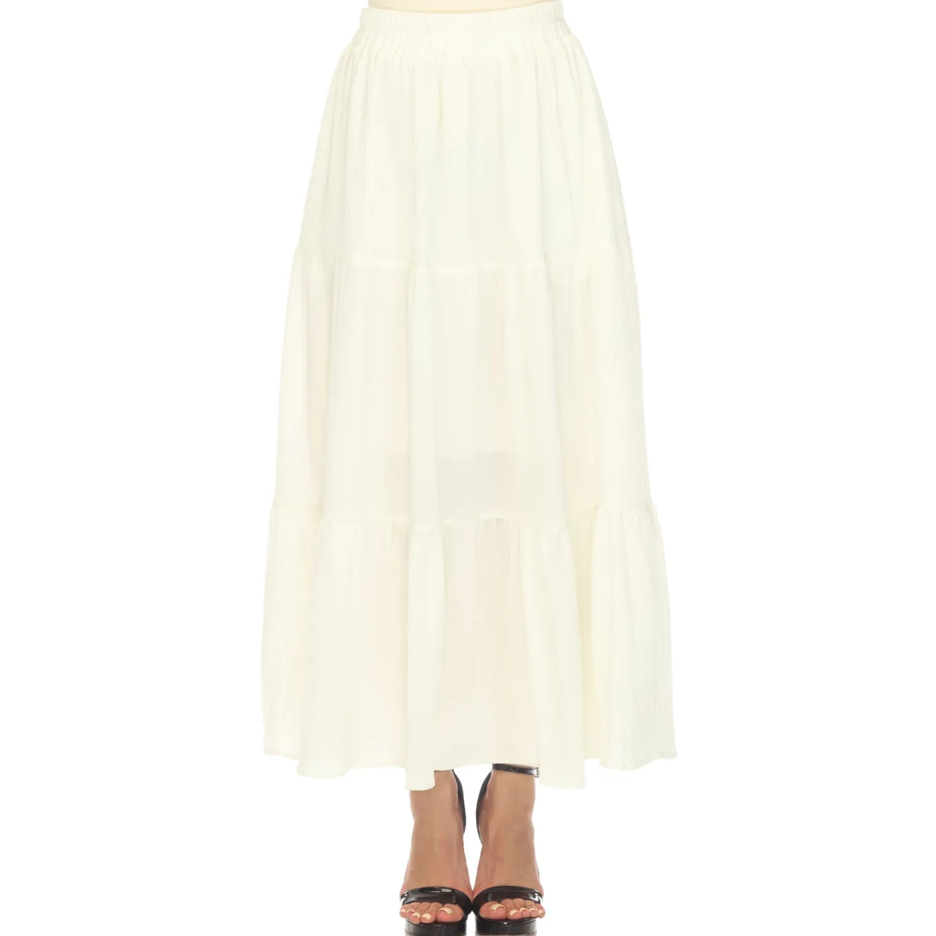 Pleated Tiered Maxi Skirt