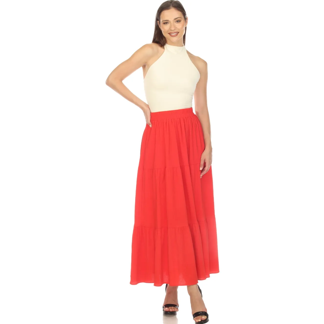 Pleated Tiered Maxi Skirt