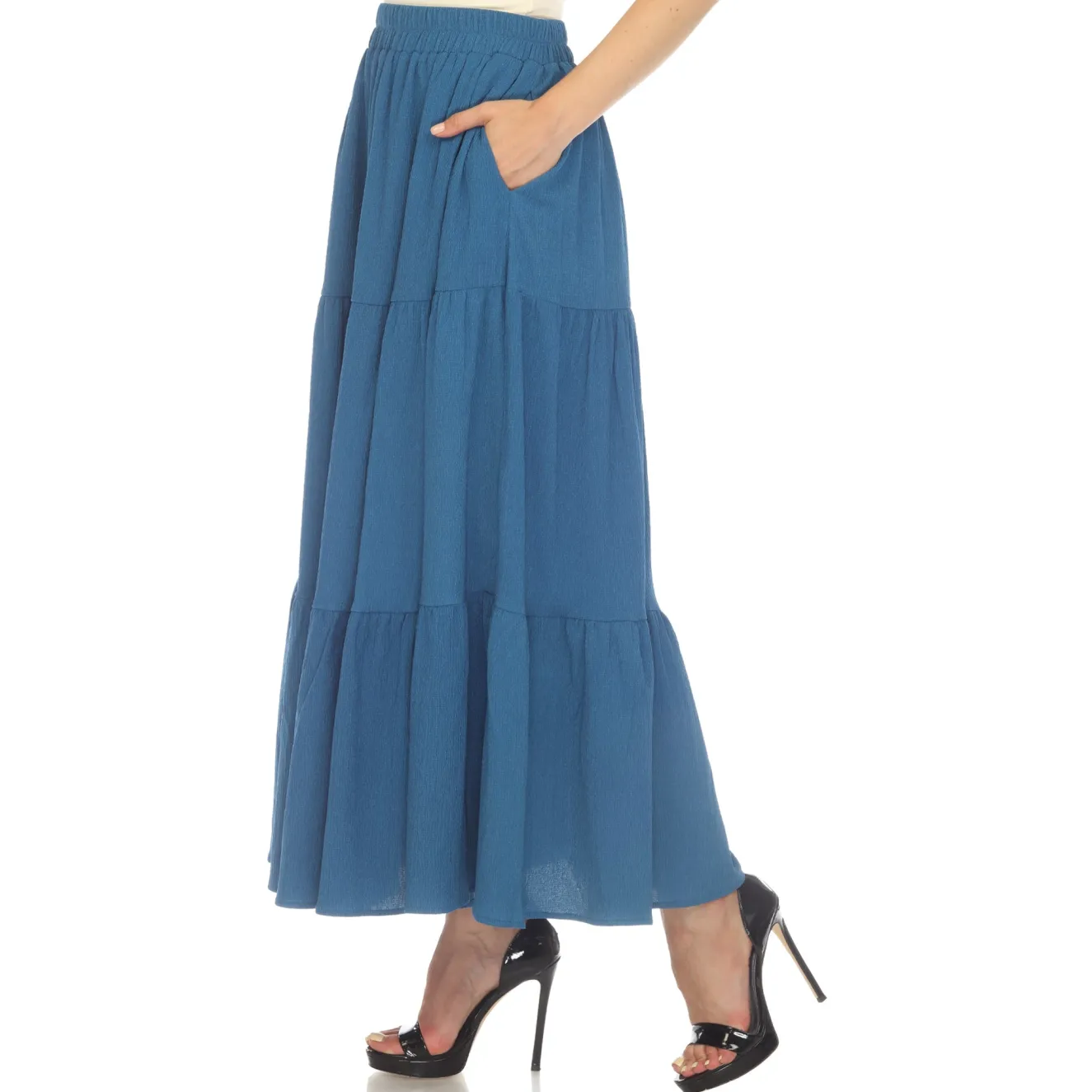 Pleated Tiered Maxi Skirt