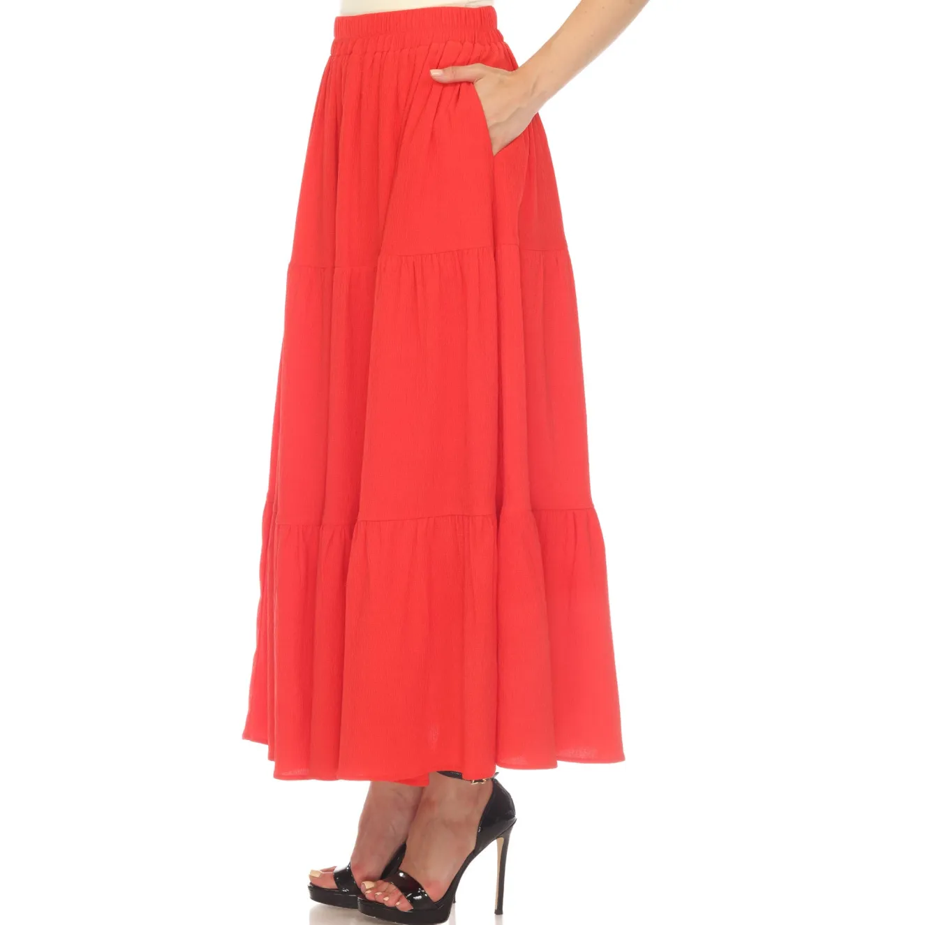 Pleated Tiered Maxi Skirt