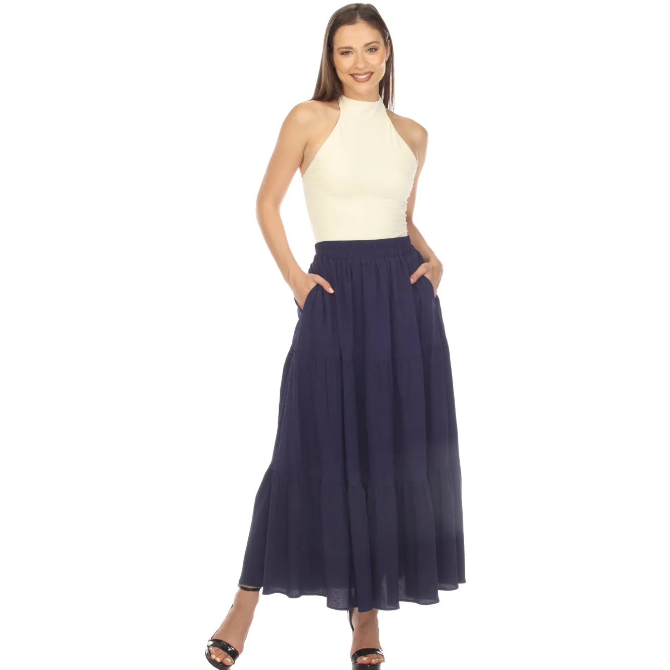 Pleated Tiered Maxi Skirt