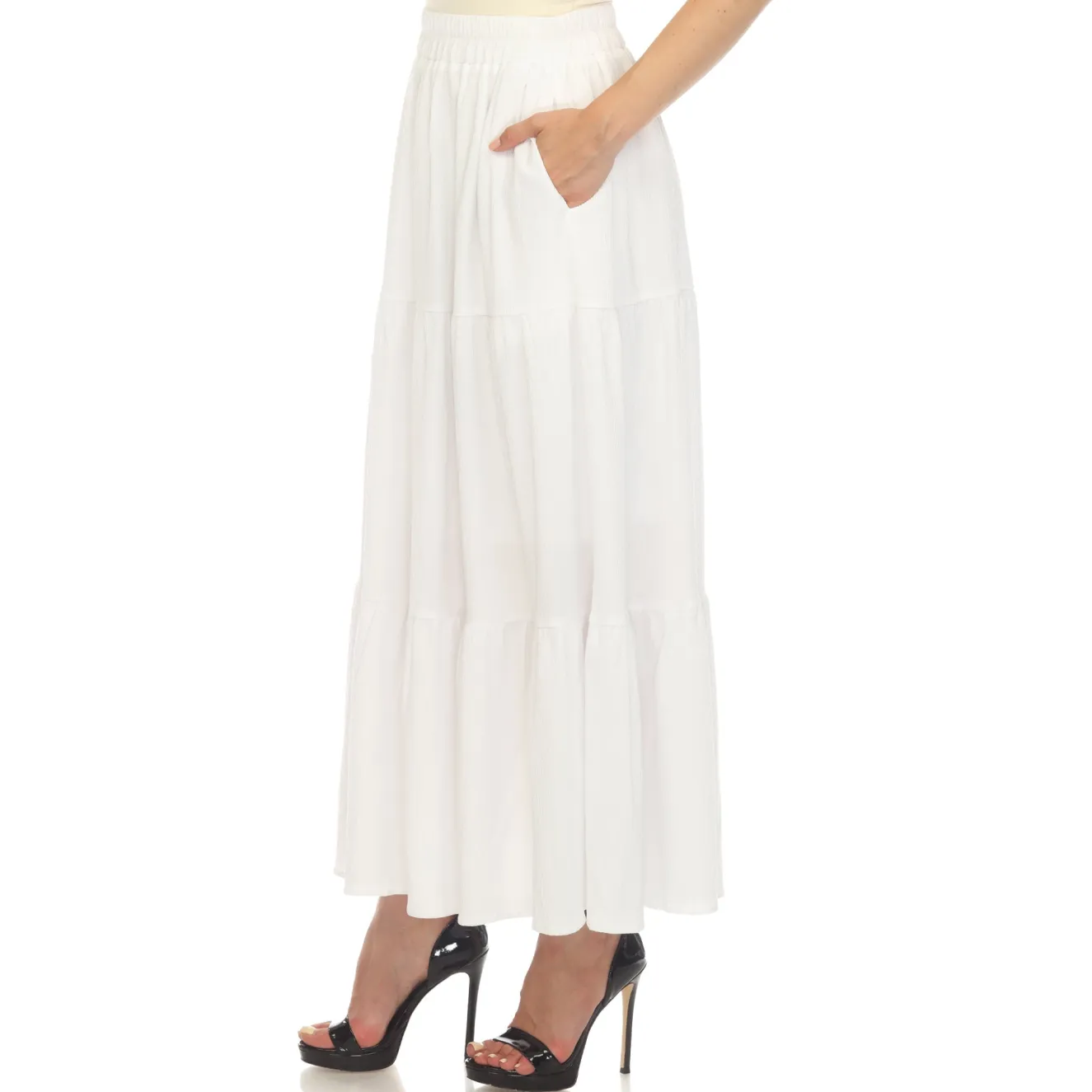 Pleated Tiered Maxi Skirt