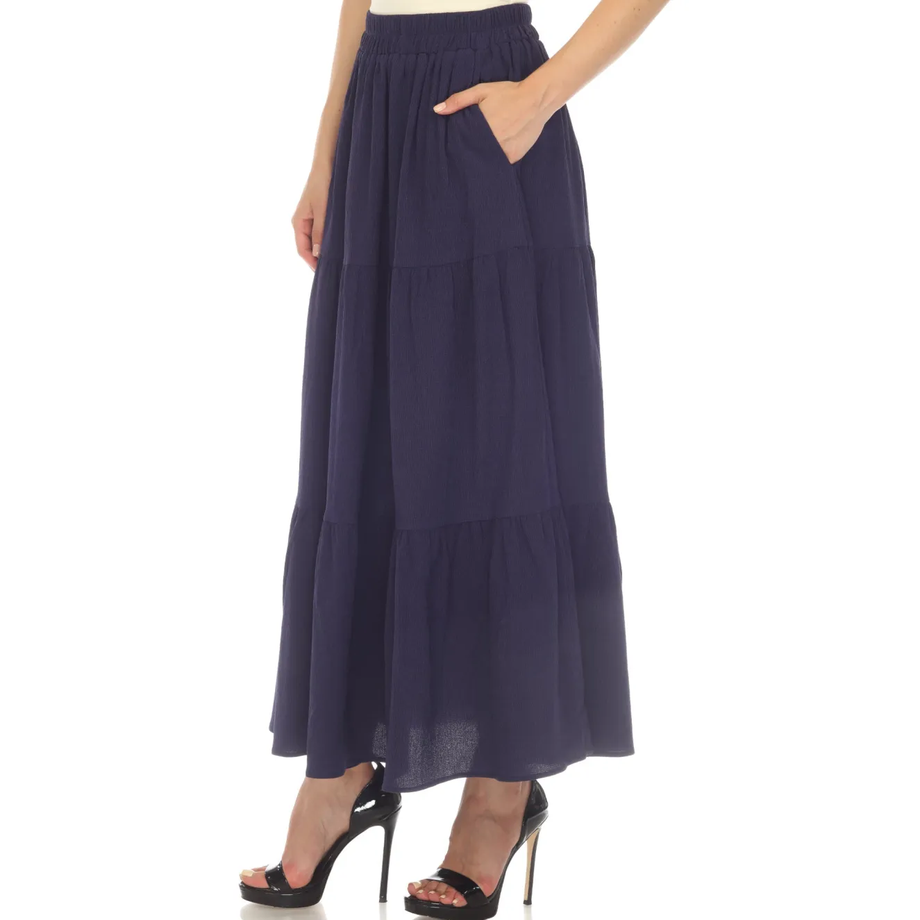 Pleated Tiered Maxi Skirt