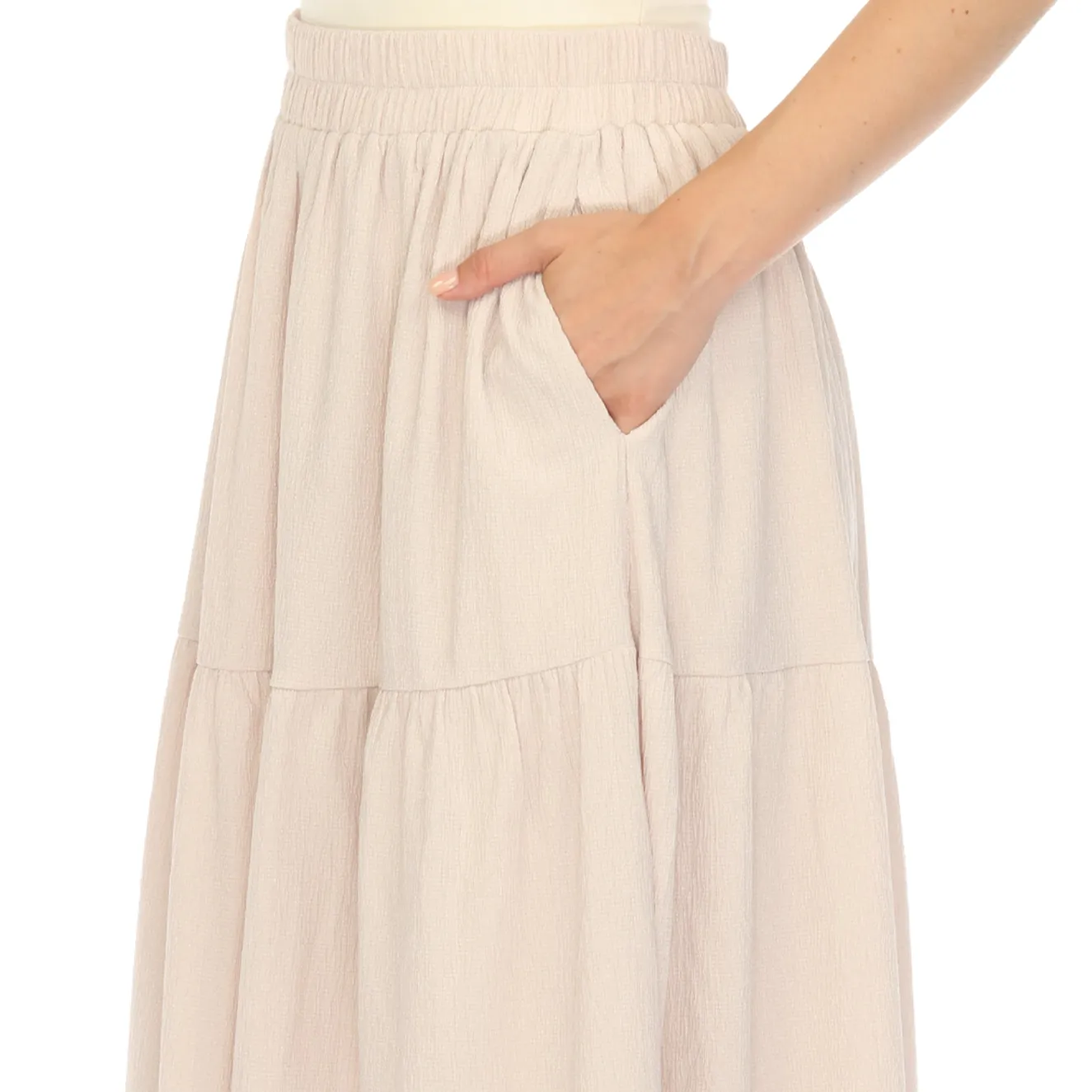 Pleated Tiered Maxi Skirt