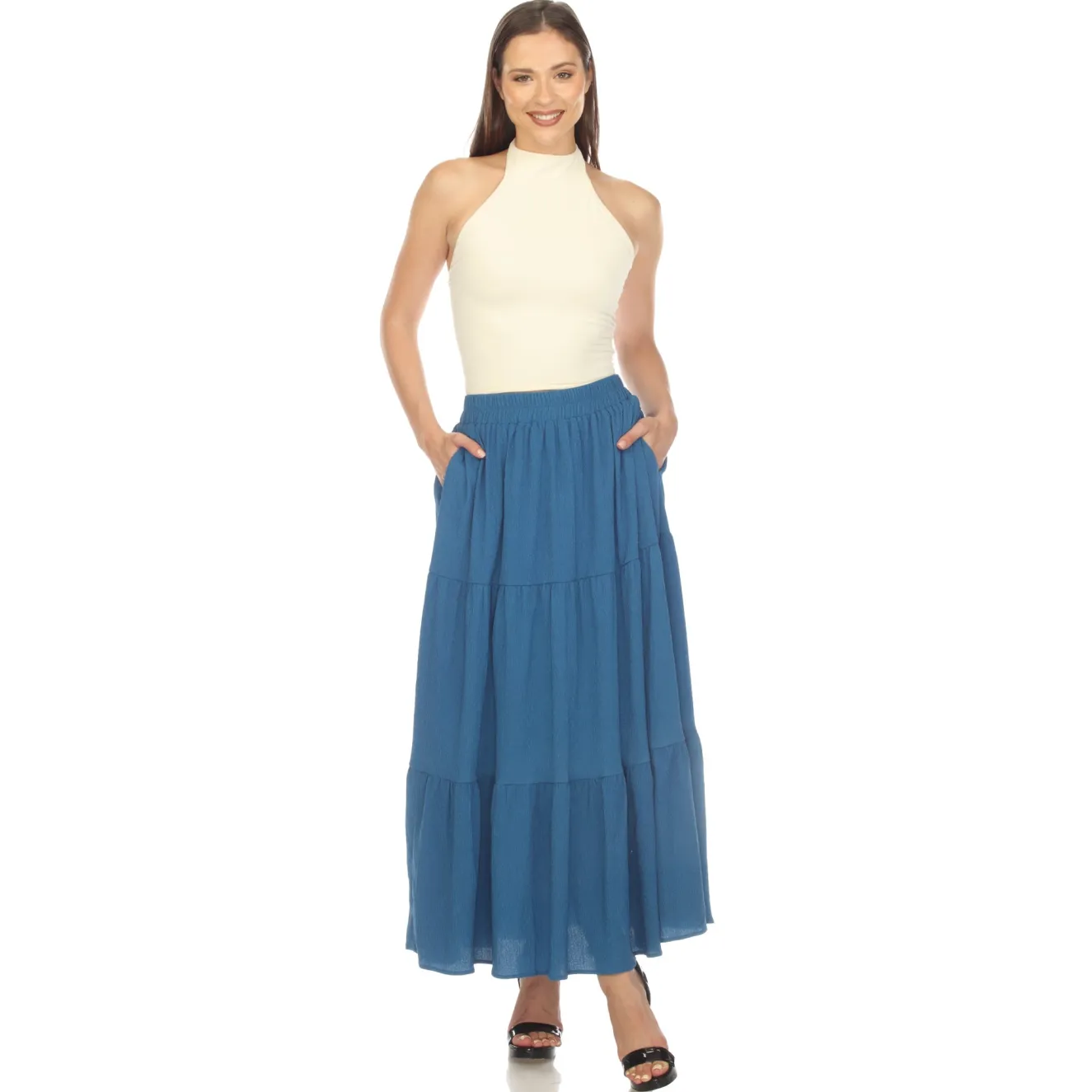 Pleated Tiered Maxi Skirt