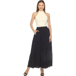 Pleated Tiered Maxi Skirt