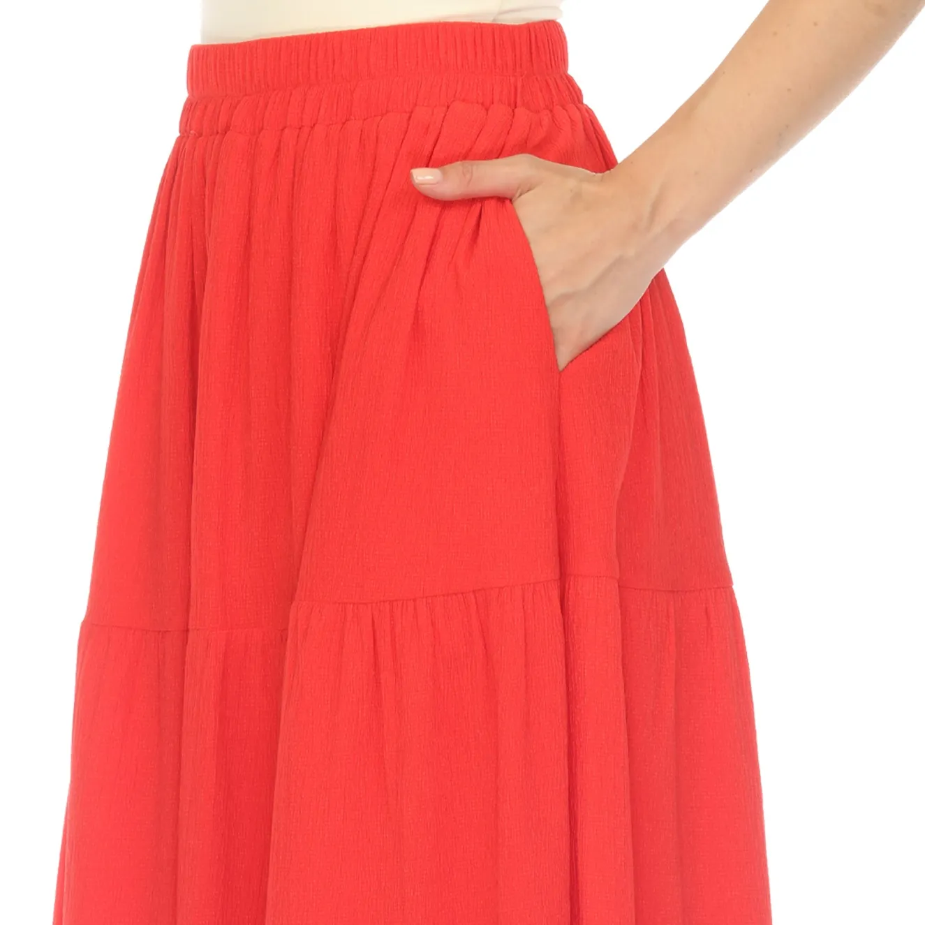 Pleated Tiered Maxi Skirt