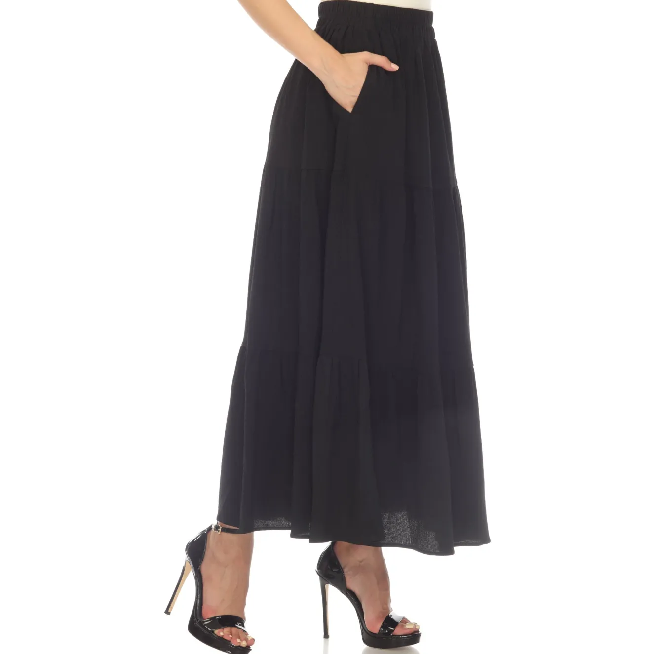 Pleated Tiered Maxi Skirt